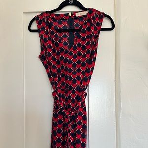 Tory Burch sleeveless V-neck dress with belt/sash tie.